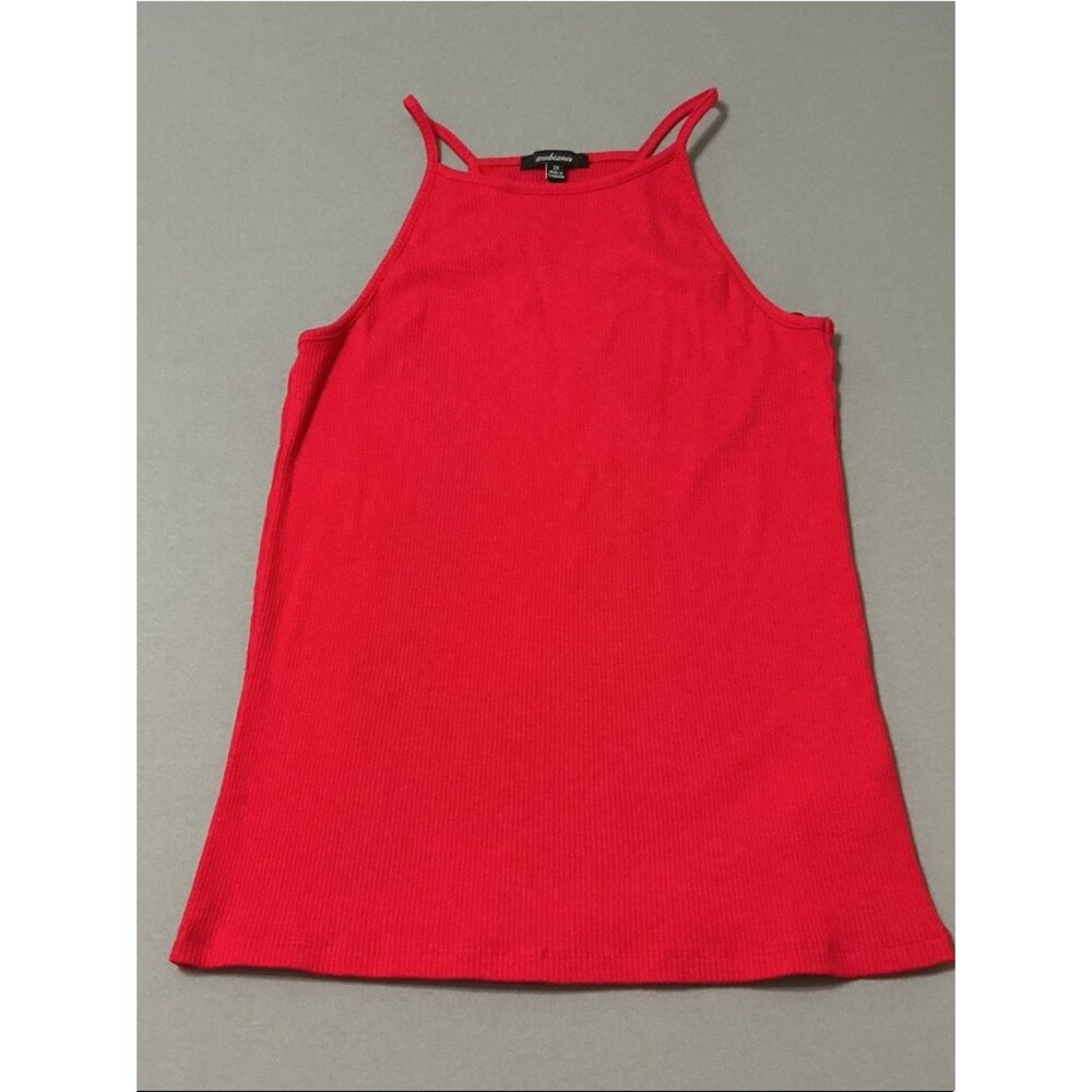 Ambiance Red Ribbed Tank Top, Size 2X